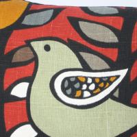Mod Style Birds Mini Pillow Cover in Green, Gray, White on Red Linen Blend, KAS Designer Print, 11x15 Inches, USA Handmade