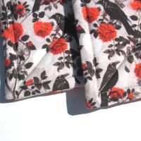 Crows and Roses Potholders, Goth Décor Quilted Hot Pads in Red, Grey and Black, Spooky Kitchen, Stocking Stuffer, USA Handcrafted Gift