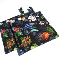 Summer Veggies Potholders, Colorful Garden Quilted Hot Pads, Stocking Stuffer, USA Handcrafted, Wrapped Ready for Gift Giving