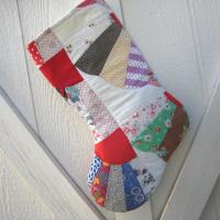 Vintage Quilt Christmas Stocking, X-Large, Rustic Cottage Holiday Décor, Handmade in New Mexico
