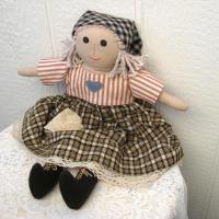 Cloth Doll with Country Style Dress and Brown Felt Boots, Hand Crafted for Collectors, Artisan Made in New Mexico