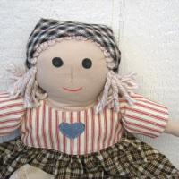 Cloth Doll with Country Style Dress and Brown Felt Boots, Hand Crafted for Collectors, Artisan Made in New Mexico