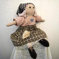 Cloth Doll with Country Style Dress and Brown Felt Boots, Hand Crafted for Collectors, Artisan Made in New Mexico