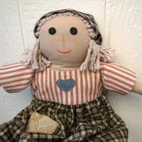 Cloth Doll with Country Style Dress and Brown Felt Boots, Hand Crafted for Collectors, Artisan Made in New Mexico