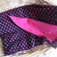 Flannel Baby Blanket with Hot Pink Stars on Black, All Cotton, Handmade in New Mexico