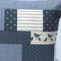 Denim Patchwork Pillow Cover, Upcycled Indigo Home Décor, Boho Style 18 x 18 Pillow Cover