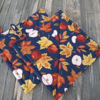 Apples & Maple Leaves Potholders, Autumn Décor Quilted Hot Pads, USA Hand Made, Wrapped for Gift Giving