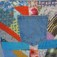 Granny Quilt Tote, Upcycled Vintage Scrap Patchwork Bag with Zipper, USA Hand Made