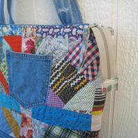 Granny Quilt Tote, Upcycled Vintage Scrap Patchwork Bag with Zipper, USA Hand Made