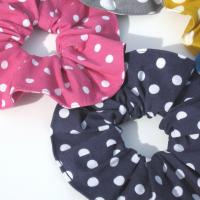 Rockabilly Polka Dot Scrunchies, Retro 50s Ponytail Holder, Pink, Blue, Yellow, Set of 5