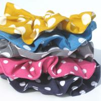 Rockabilly Polka Dot Scrunchies, Retro 50s Ponytail Holder, Pink, Blue, Yellow, Set of 5