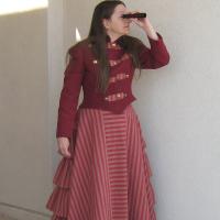 Cosplay Victorian Costume, Steampunk 1800s Travel Dress, Long Ruffled Skirt & Fitted Jacket, Size 8