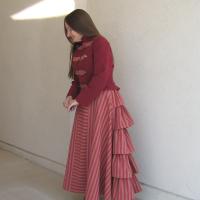 Cosplay Victorian Costume, Steampunk 1800s Travel Dress, Long Ruffled Skirt & Fitted Jacket, Size 8