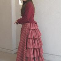 Cosplay Victorian Costume, Steampunk 1800s Travel Dress, Long Ruffled Skirt & Fitted Jacket, Size 8