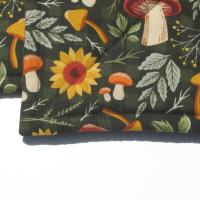 Mushroom and Sunflower Potholders, Forest Green Hot Pads, USA Hand Made Housewarming, Hostess or Mushroom Hunter Gift under $20