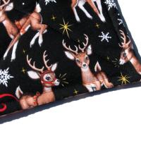 Reindeer and Snowflakes Christmas Potholders, Whimsical Quilted Holiday Hot Pads for Housewarming and Hostess Gift, Stocking Stuffer