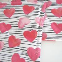 Valentine Potholders, Pink Hearts, Black White Stripes Quilted Hot Pads, USA Handmade Gift, Housewarming, Hostess, Sweetheart Gift