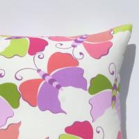 Butterfly Pillow Cover, Pop-Art Kids Room Décor, Pink, Lavender, Magenta, Coral & Green Butterflies, ~17 x 17 Pillow Cover, USA Handmade 