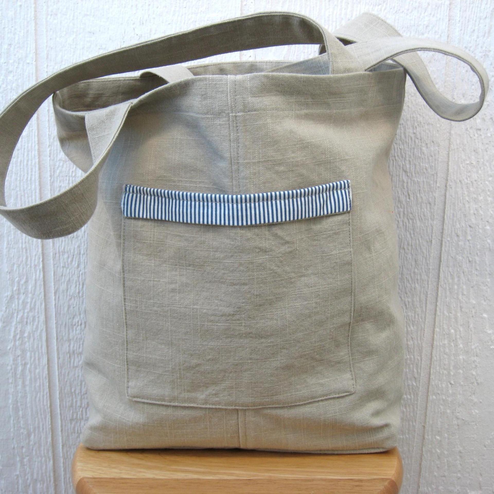 Seaside Tote Bag, Beige Beach Bag with an Assortment of Seashells, Market Shopping Tote, Vintage Fabric Panel, USA Handcrafted in New Mexico