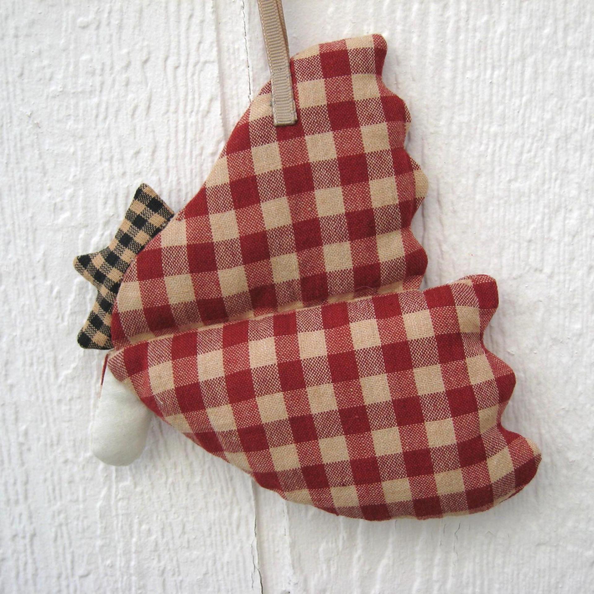 Primitive Angel Ornament, Stuffed Homespun Gingham Holiday Decoration, Farmhouse Christmas Tree, Country Cottage, USA Handmade