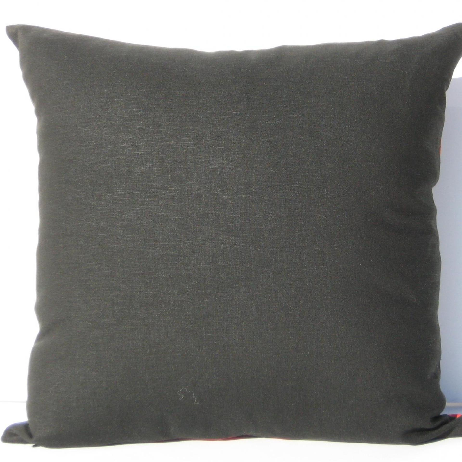 Retro Birds Pillow Cover in Red, Green, Gray, Black, White Linen Cotton Blend, 17x17 Inches, KAS Designer Fabric