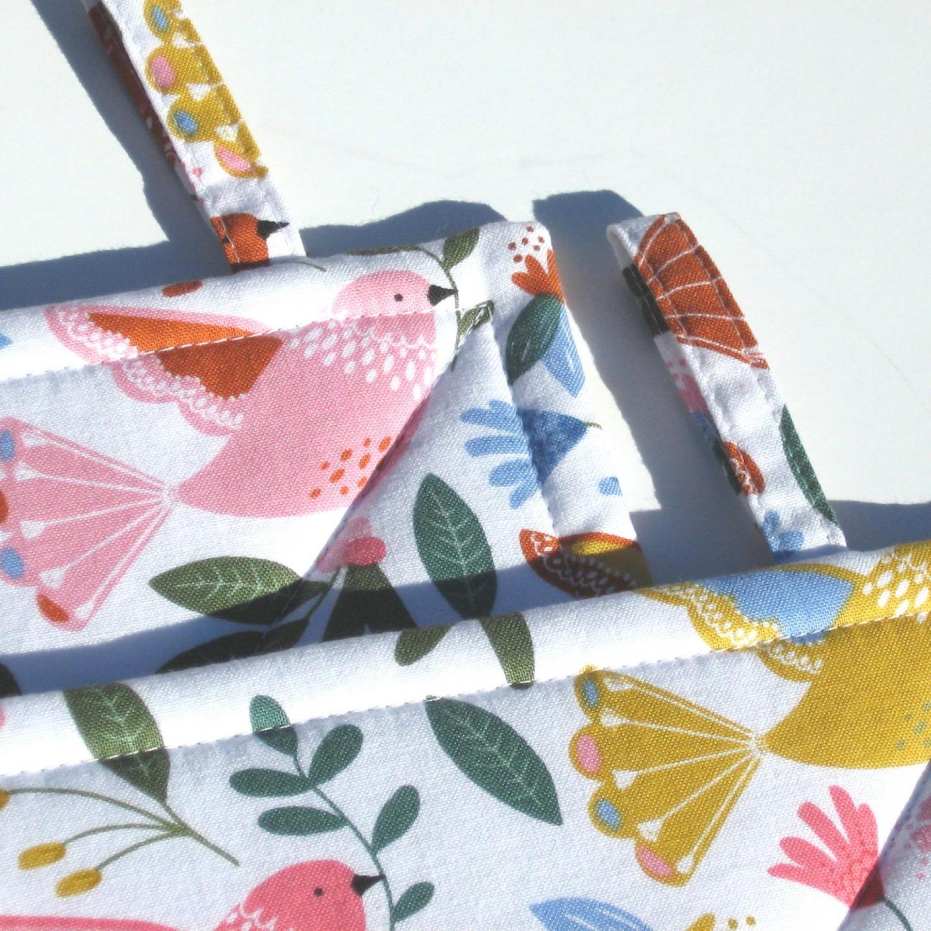 Quilted Bird Potholders, Pastel Birds Hot Pads, Handmade Housewarming Gift