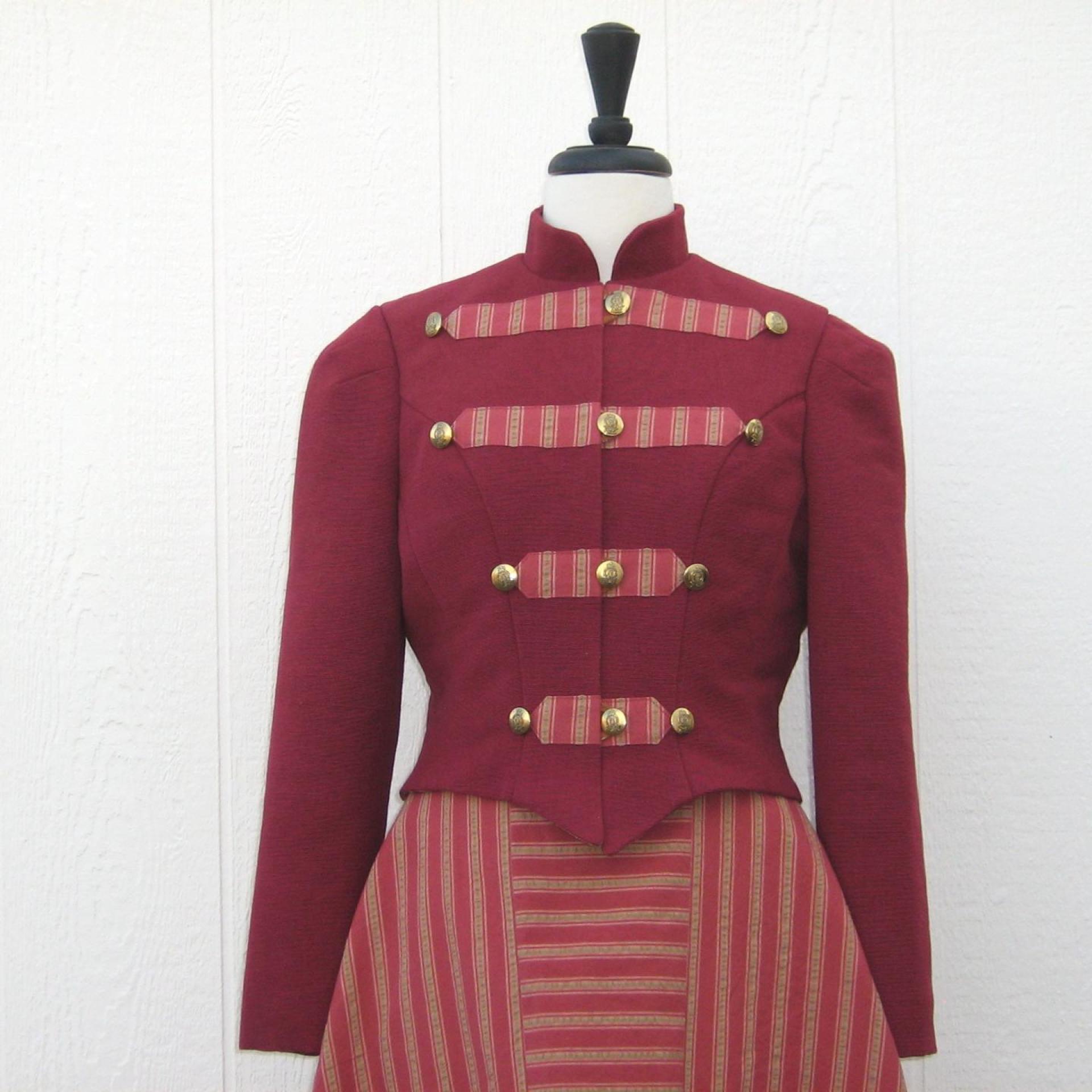 Cosplay Victorian Costume, Steampunk 1800s Travel Dress, Long Ruffled Skirt & Fitted Jacket, Size 8