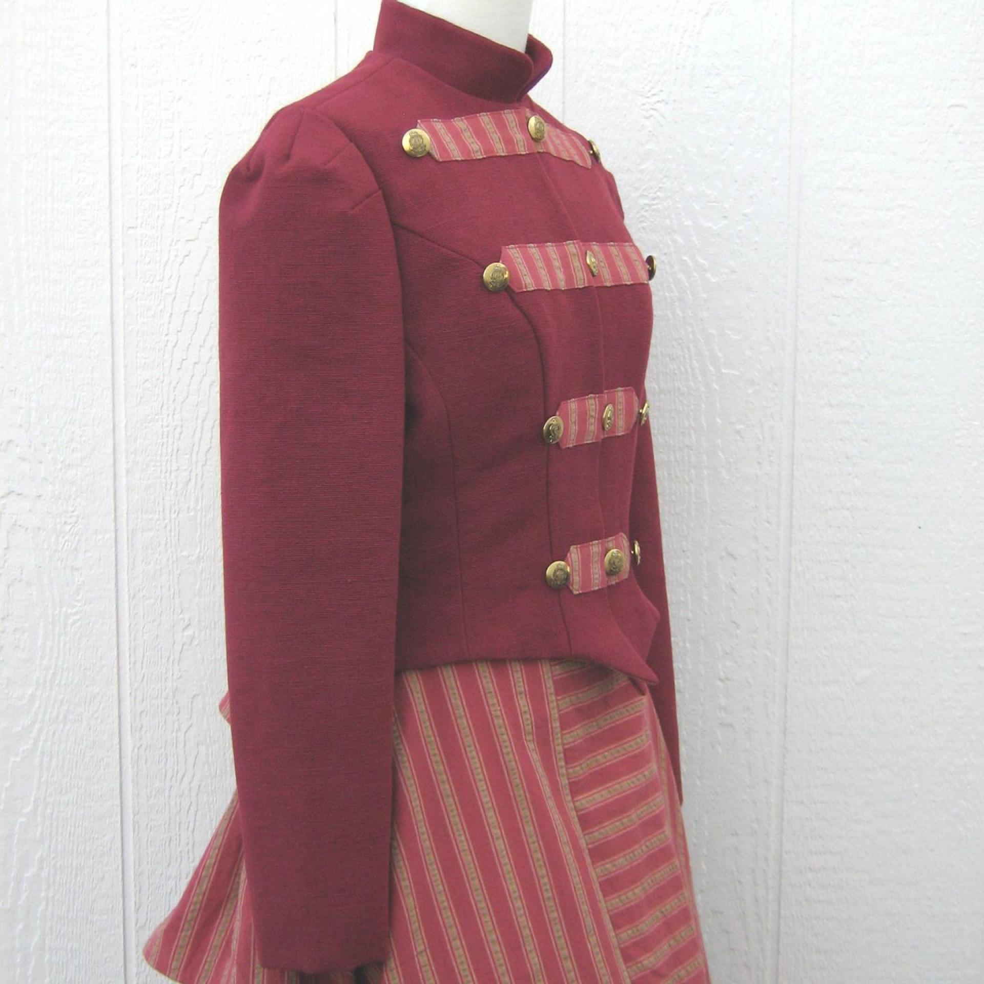 Cosplay Victorian Costume, Steampunk 1800s Travel Dress, Long Ruffled Skirt & Fitted Jacket, Size 8