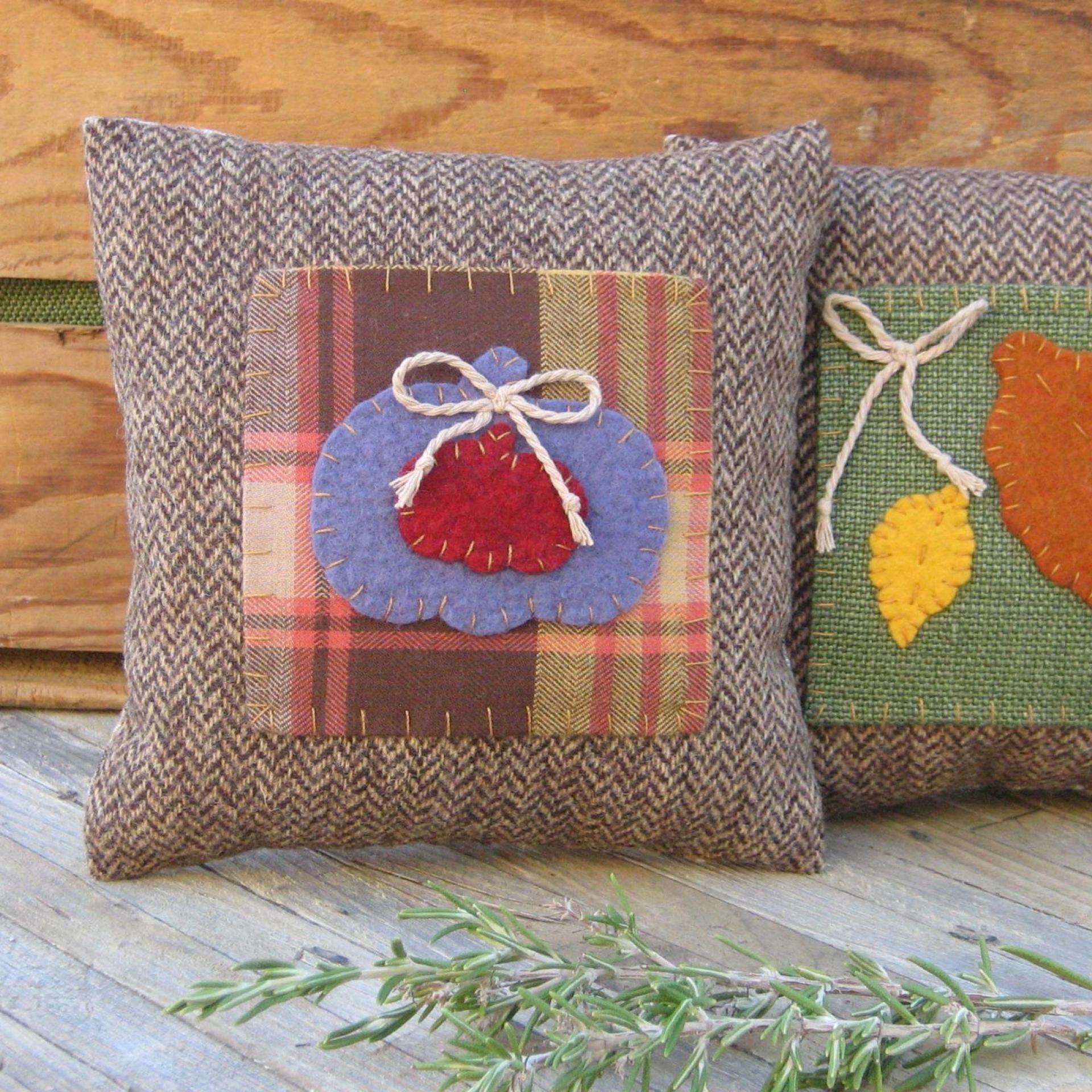 Mini Tweedy Pillow Set 7" for Fall Décor, Autumn Mantel Decoration, Centerpiece for Fall Table, Seasonal Photo Props, USA Made