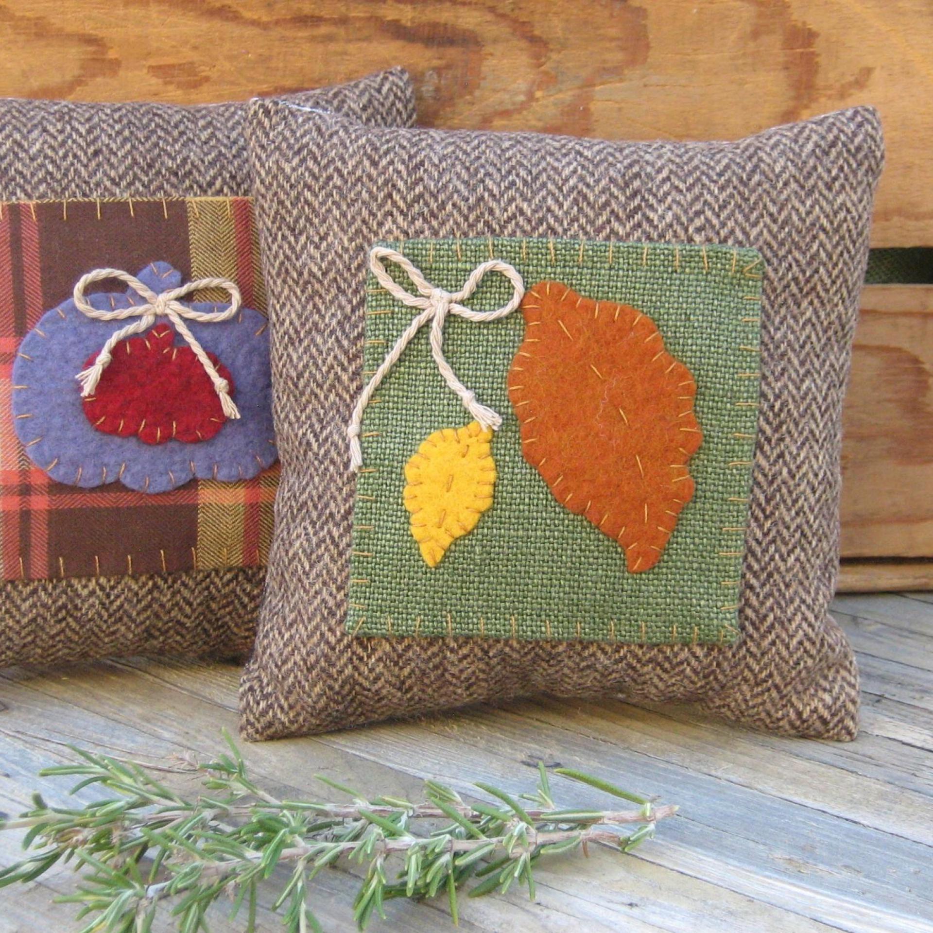 Mini Tweedy Pillow Set 7" for Fall Décor, Autumn Mantel Decoration, Centerpiece for Fall Table, Seasonal Photo Props, USA Made