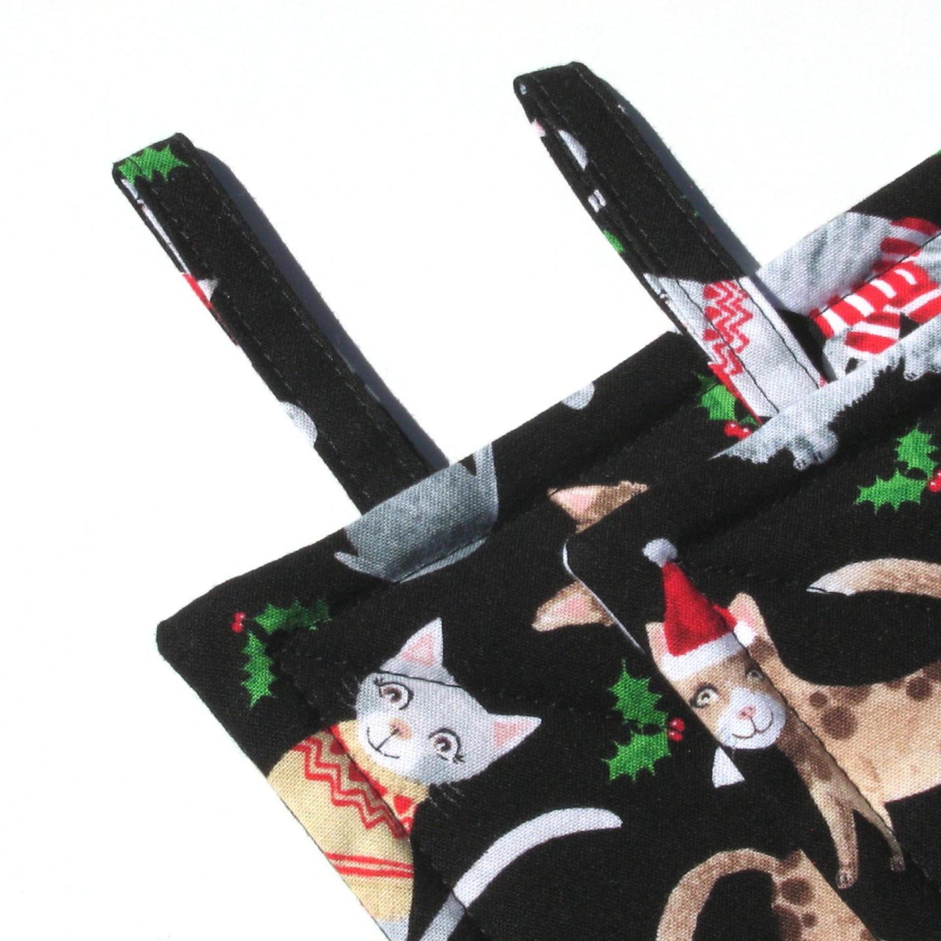 Holiday Cats Potholders, Whimsical Christmas Cats in Sweaters, Quilted Hot Pads for Housewarming and Hostess Gift, Stocking Stuffer