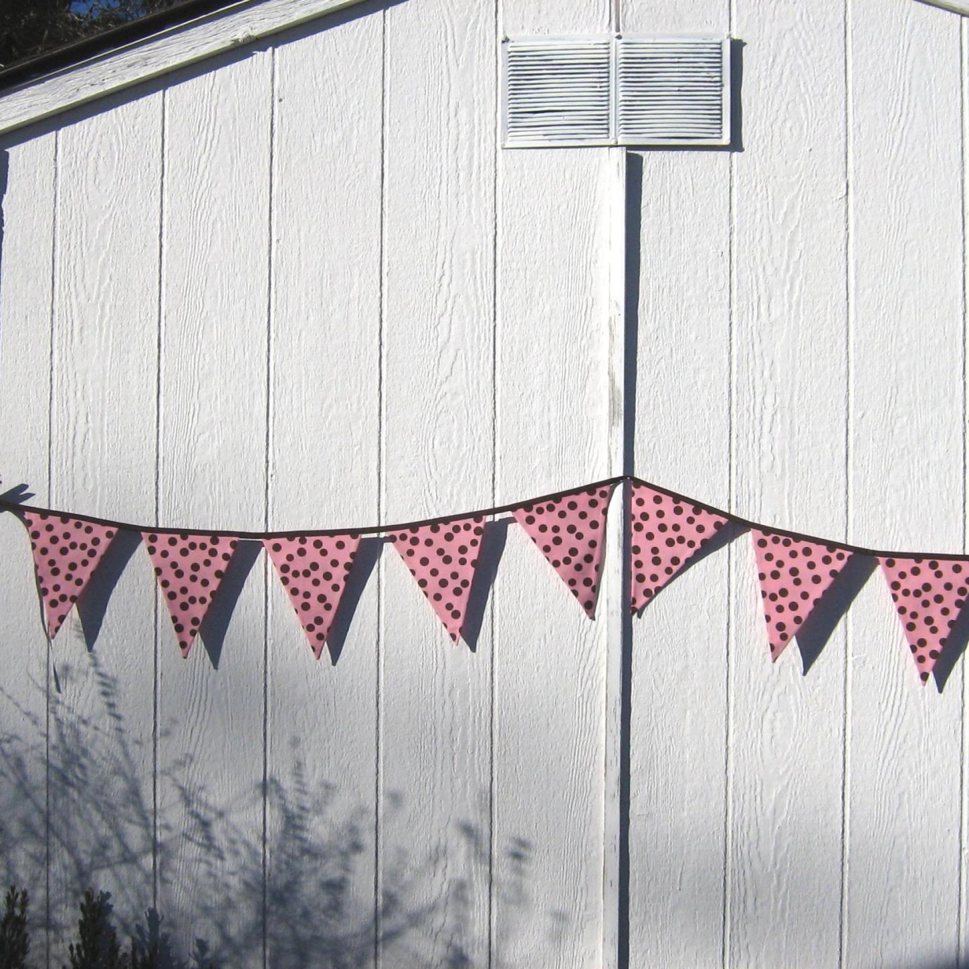 Pink Baby Shower Garland, Gender Reveal Party Décor with Polka Dots, Pink & Brown Bunting or Mantel Banner, Baby Nursery Decoration
