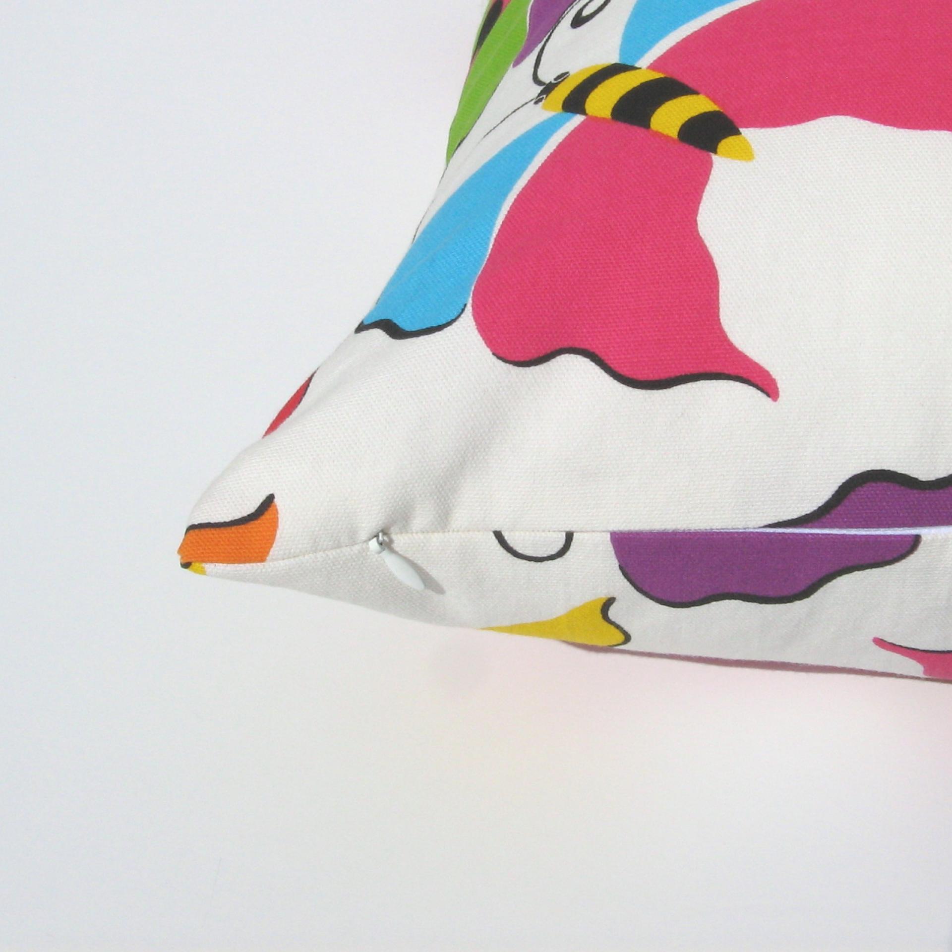 Butterfly Pillow Cover, Kids' Pop-Art Room Décor, Pink, Yellow, Turquoise, Green, Purple Butterflies, ~17x17 Pillow Cover, USA Handmade 