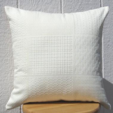 Creamy White Textured Cotton Pillow Cover, Minimalist Home, Seaside Cottage Décor, ~17 x 17 Inches