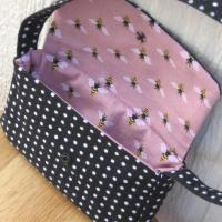 Dusty Pink Ruffled Dress for 18-inch Doll, Matching Bag and Headband, Bees and Polka Dots, Travel or Summer Party Outfit