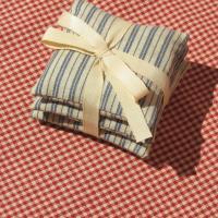 Handmade Lavender Sachets, Set of 3, Vintage Style Blue & Tan Ticking Stripe Cotton Print, Gift for Her, 3 x 3 Inch Scented Mini Fabric Bags