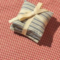 Handmade Lavender Sachets, Set of 3, Vintage Style Blue & Tan Ticking Stripe Cotton Print, Gift for Her, 3 x 3 Inch Scented Mini Fabric Bags