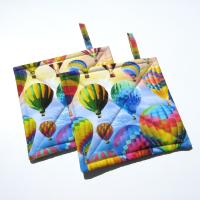 Hot Air Balloon Potholders, Blue Sky, Clouds & Balloons Hot Pads, American Made Hand Crafted Hostess, Housewarming Gift, PATTERN WILL VARY!