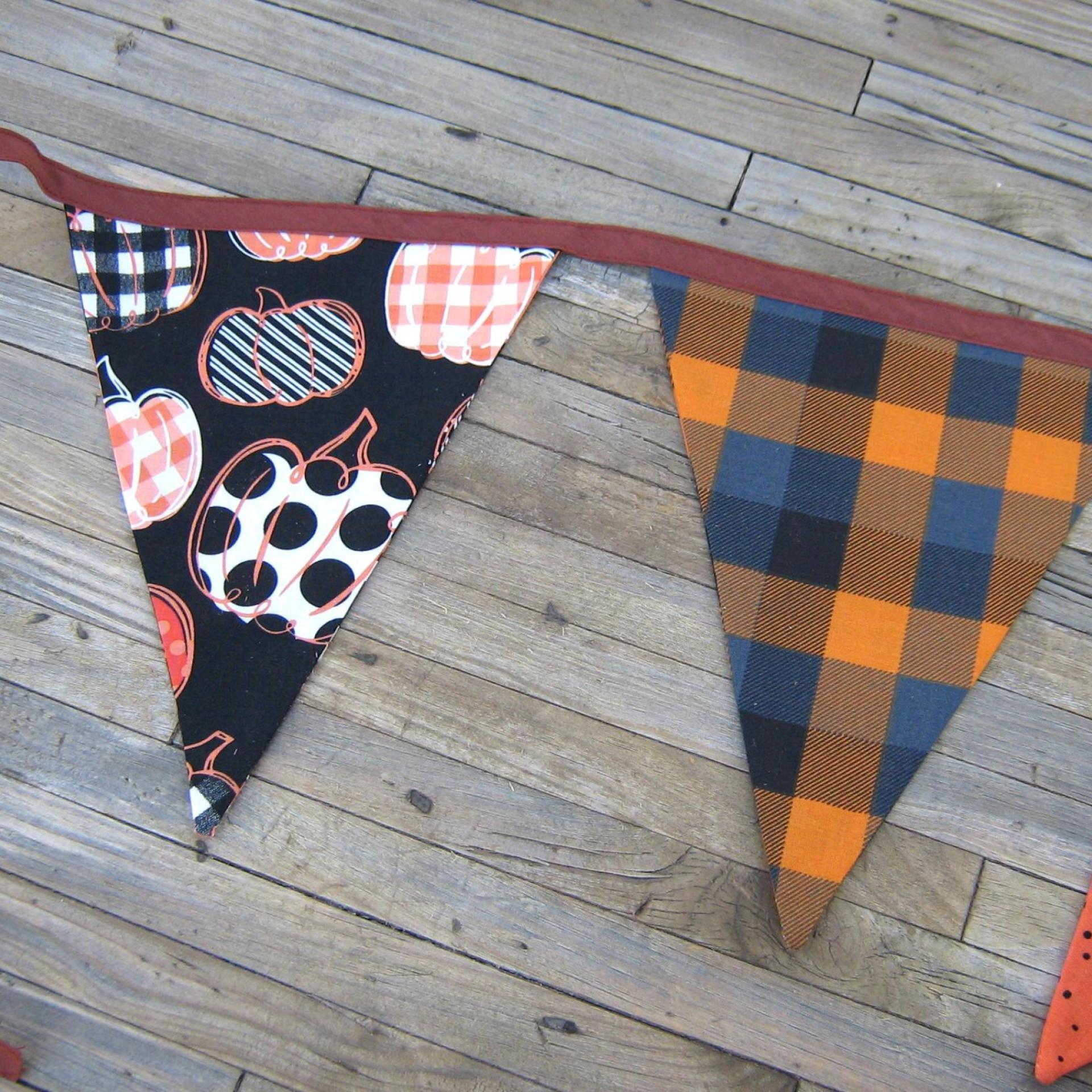 Autumn Décor Bunting, Harvest Festival Garland, Fall Colors Party Banner for Autumn Wedding, Barn Dance, Birthday Party 