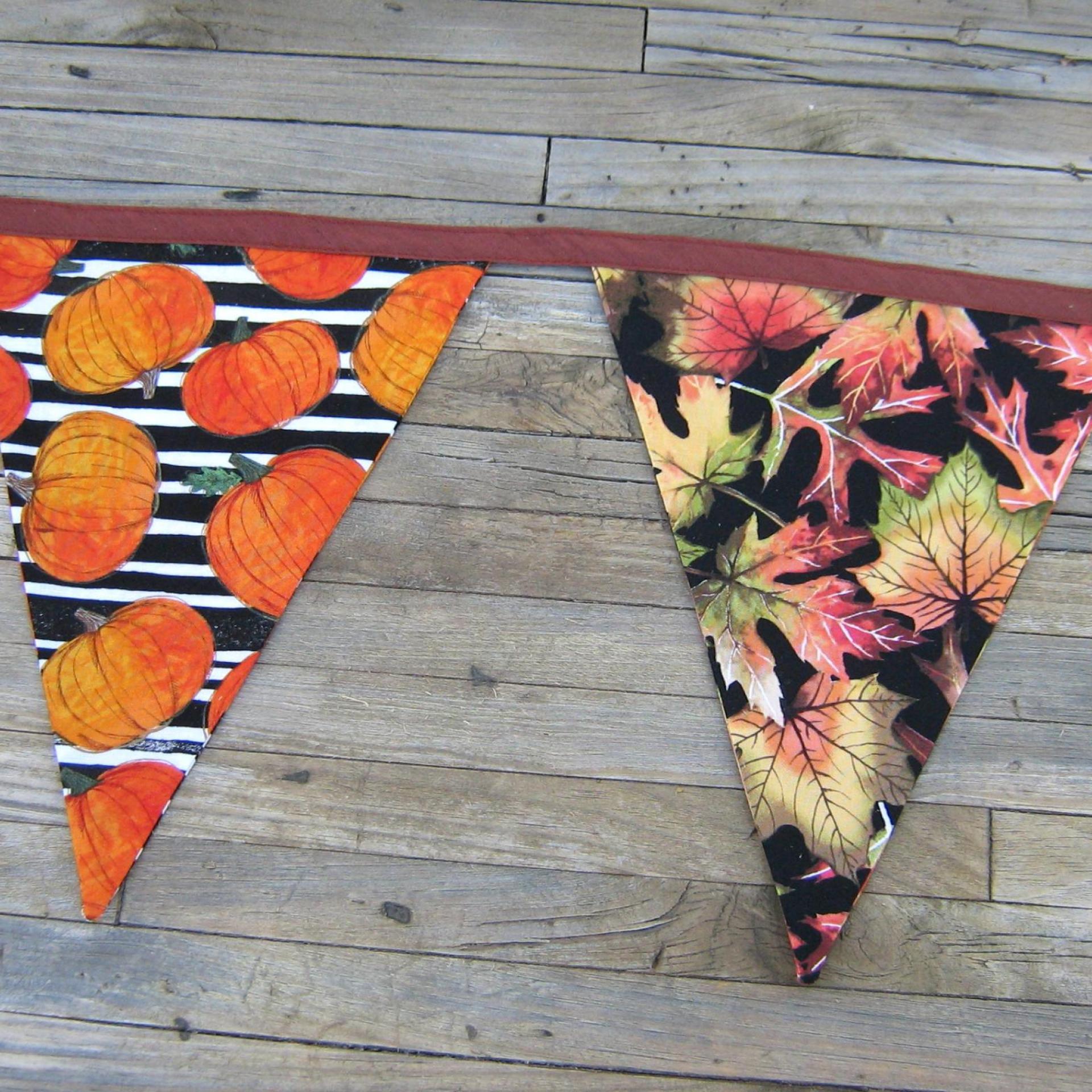 Autumn Décor Bunting, Harvest Festival Garland, Fall Colors Party Banner for Autumn Wedding, Barn Dance, Birthday Party 