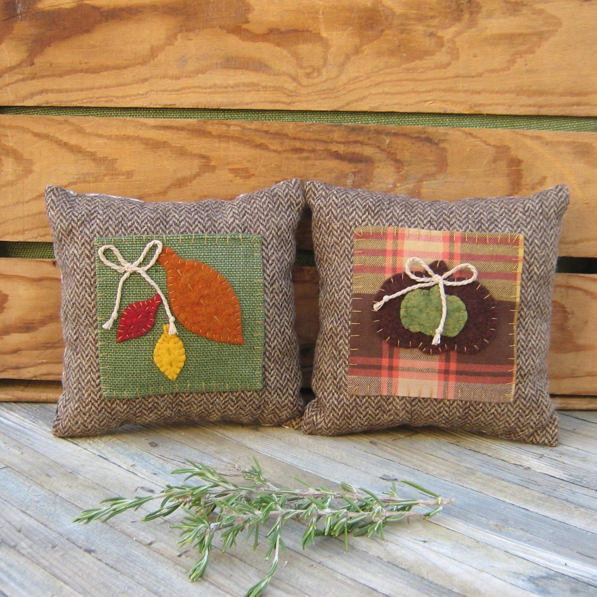 Mini Tweedy Pillow Set 7" for Fall Décor, Autumn Mantel Decoration, Centerpiece for Fall Table, Seasonal Photo Props, USA Made