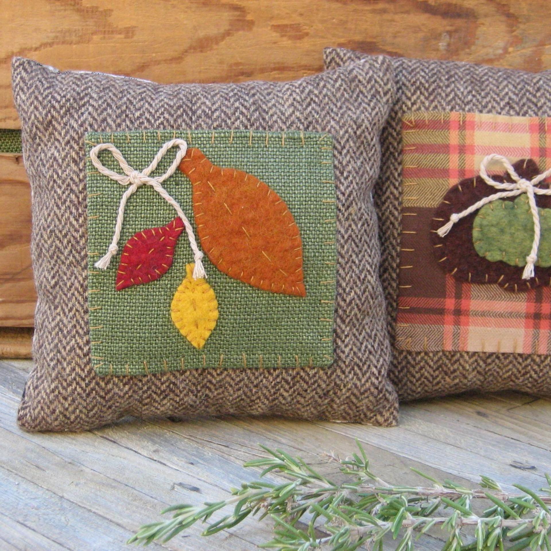 Mini Tweedy Pillow Set 7" for Fall Décor, Autumn Mantel Decoration, Centerpiece for Fall Table, Seasonal Photo Props, USA Made